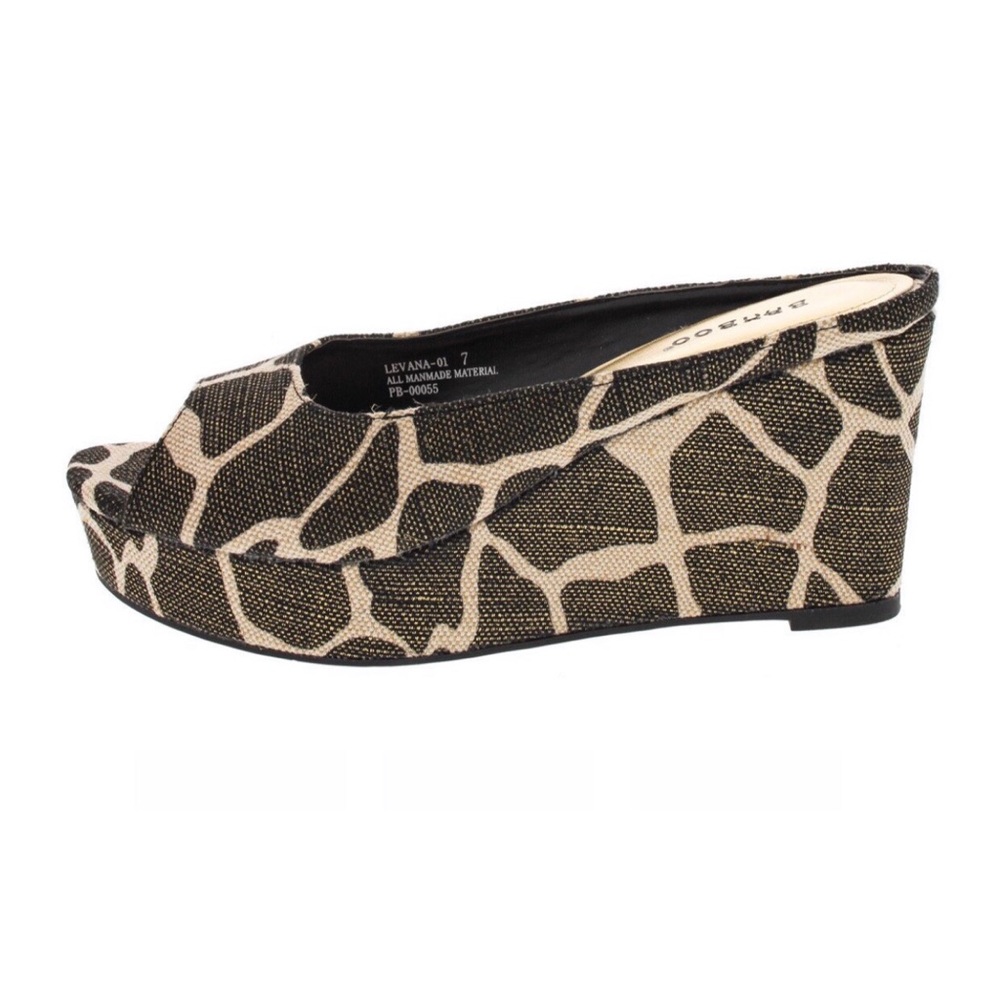Print Open Toe Wedge